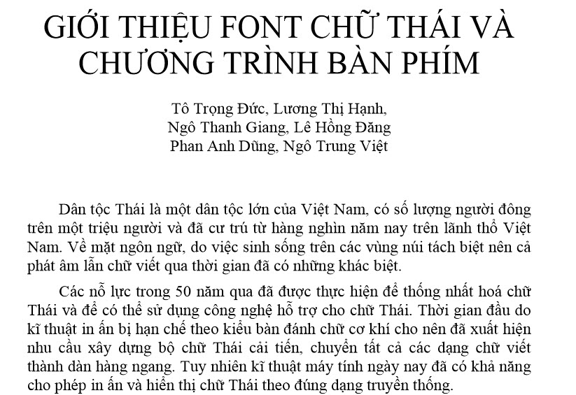 Giới thiệu font chữ Thái và chương trình bàn phím