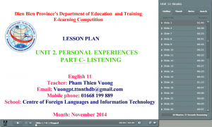Bài giảng e-Learning: English 11 - Unit 2 - Personal Experciences - Listening